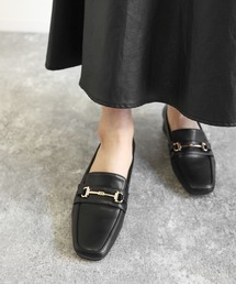 grandfleur | 3ｃｍヒール/スクエアトゥ ビット付きローファー パンプス(ローファー)