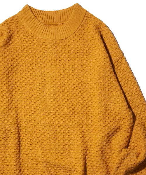 ADPOSION（アドポーション）の「【Revo.】ワッフル編みモックネックニット（ニット/セーター・メンズ・ブラック/オレンジ/グレー/マスタード/グリーン・MEDIUM/LARGE）」の4枚目の写真