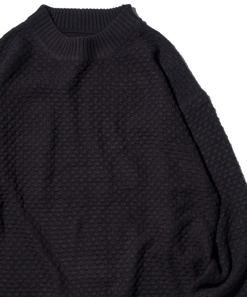 ADPOSION（アドポーション）の「【Revo.】ワッフル編みモックネックニット（ニット/セーター・メンズ・ブラック/オレンジ/グレー/マスタード/グリーン・MEDIUM/LARGE）」の2枚目の写真