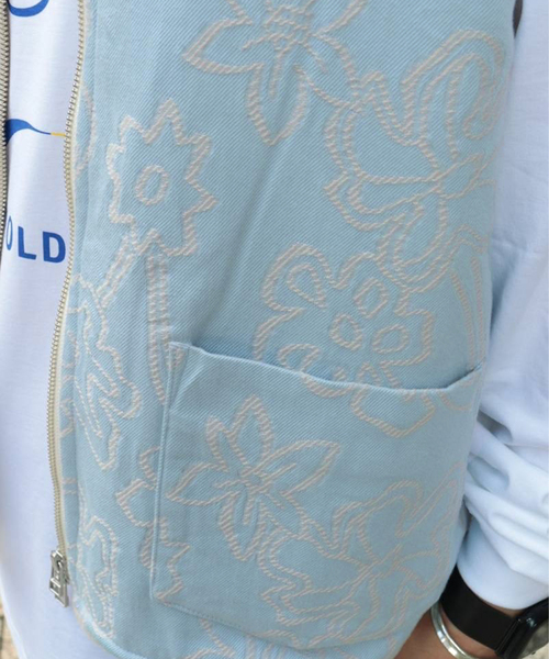 URU（ウル）の「【URU / ウル】CUT JACQUARD ZIP UP VEST（その他アウター・メンズ・ブルー系その他・3）」の8枚目の写真