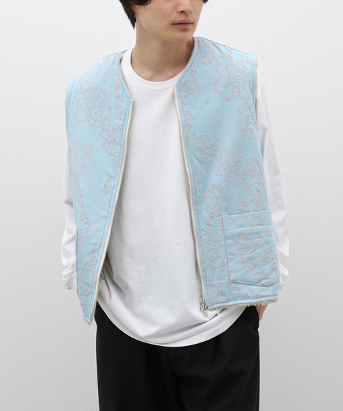 URU（ウル）の「【URU / ウル】CUT JACQUARD ZIP UP VEST（その他アウター・メンズ・ブルー系その他・3）」の9枚目の写真