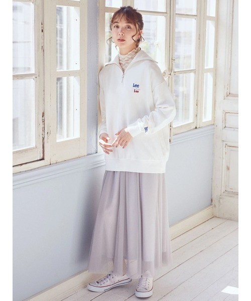 Lee(リー)の「Lee×e.m.a.e. ハーフジップ刺繍スウェット(スウェット・レディース・ブルー/ピンク/オフホワイト・FREE)」の6枚目の写真