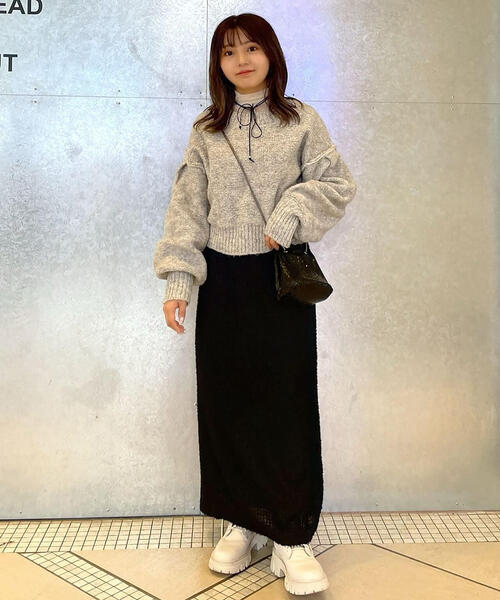 FREE'S MART（フリーズマート）の「◆フェザーシフォンナロースカート（スカート・レディース・ブラック/ホワイト・SMALL/MEDIUM）」の10枚目の写真