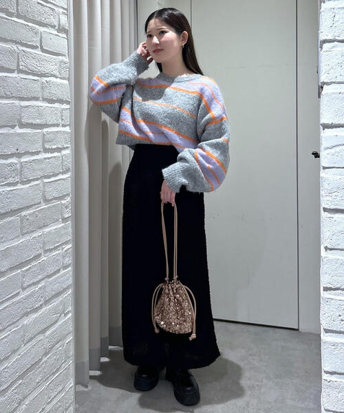 FREE'S MART（フリーズマート）の「◆フェザーシフォンナロースカート（スカート・レディース・ブラック/ホワイト・SMALL/MEDIUM）」の22枚目の写真