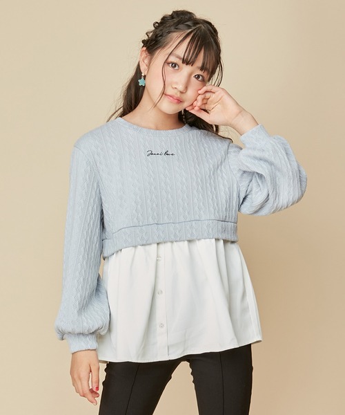 JENNI love(ジェニィラブ)の「ジャガードニットドッキングトップス(ニット/セーター・キッズ・サックスブルー/チャコールグレー/オフホワイト・130cm/140cm/150cm/160cm)」の3枚目の写真