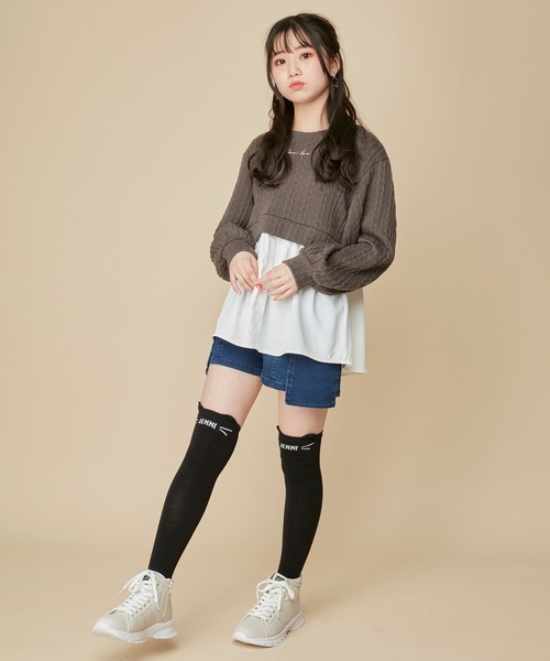 JENNI love(ジェニィラブ)の「ジャガードニットドッキングトップス(ニット/セーター・キッズ・サックスブルー/チャコールグレー/オフホワイト・130cm/140cm/150cm/160cm)」の11枚目の写真