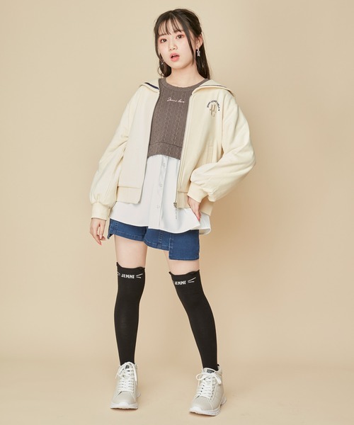 JENNI love(ジェニィラブ)の「ジャガードニットドッキングトップス(ニット/セーター・キッズ・サックスブルー/チャコールグレー/オフホワイト・130cm/140cm/150cm/160cm)」の7枚目の写真