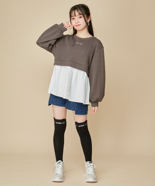 JENNI love(ジェニィラブ)の「ジャガードニットドッキングトップス(ニット/セーター・キッズ・サックスブルー/チャコールグレー/オフホワイト・130cm/140cm/150cm/160cm)」の17枚目の写真