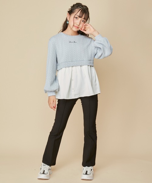 JENNI love(ジェニィラブ)の「ジャガードニットドッキングトップス(ニット/セーター・キッズ・サックスブルー/チャコールグレー/オフホワイト・130cm/140cm/150cm/160cm)」の4枚目の写真