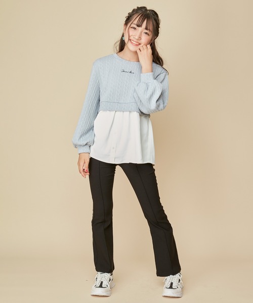 JENNI love(ジェニィラブ)の「ジャガードニットドッキングトップス(ニット/セーター・キッズ・サックスブルー/チャコールグレー/オフホワイト・130cm/140cm/150cm/160cm)」の6枚目の写真