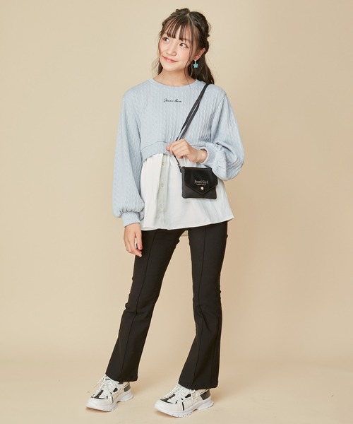 JENNI love(ジェニィラブ)の「ジャガードニットドッキングトップス(ニット/セーター・キッズ・サックスブルー/チャコールグレー/オフホワイト・130cm/140cm/150cm/160cm)」の14枚目の写真