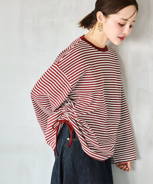 KOBE LETTUCE（コウベレタス）の「[ 田中亜希子さんコラボ ] 選べる2タイプ ソフトコットンロンT（Tシャツ/カットソー・レディース・ホワイト系その他/ホワイト系/チャコール/ホワイト×ブラック/グレー系/ホワイト系1/ベージュ系その他/ブラック/ブラック系/ベージュ系その他2/アイボリー系1/ブラック系1/ブラック系その他2/ホワイト系2/レッド系その他/レッド系その他2/ホワイト系3/ブラック系その他/アイボリー系・M2/1/M1/2/3/M3）」の19枚目の写真