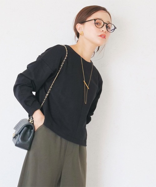 KOBE LETTUCE（コウベレタス）の「[ 田中亜希子さんコラボ ] 選べる2タイプ ソフトコットンロンT（Tシャツ/カットソー・レディース・ホワイト系その他/ホワイト系/チャコール/ホワイト×ブラック/グレー系/ホワイト系1/ベージュ系その他/ブラック/ブラック系/ベージュ系その他2/アイボリー系1/ブラック系1/ブラック系その他2/ホワイト系2/レッド系その他/レッド系その他2/ホワイト系3/ブラック系その他/アイボリー系・M2/1/M1/2/3/M3）」の8枚目の写真