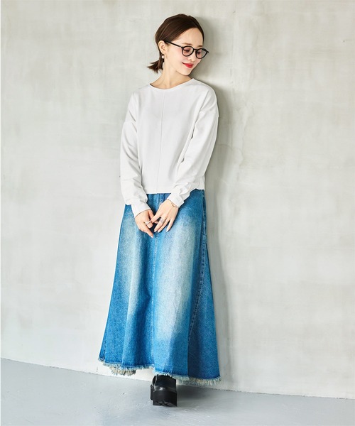 KOBE LETTUCE（コウベレタス）の「[ 田中亜希子さんコラボ ] 選べる2タイプ ソフトコットンロンT（Tシャツ/カットソー・レディース・ホワイト系その他/ホワイト系/チャコール/ホワイト×ブラック/グレー系/ホワイト系1/ベージュ系その他/ブラック/ブラック系/ベージュ系その他2/アイボリー系1/ブラック系1/ブラック系その他2/ホワイト系2/レッド系その他/レッド系その他2/ホワイト系3/ブラック系その他/アイボリー系・M2/1/M1/2/3/M3）」の21枚目の写真