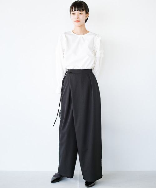 haco!(ハコ)の「すっきりスタイルアップで格上げしてくれる!ラップ風ワイドめ美脚パンツ(その他パンツ・レディース・ブラック/グレー・SMALL/MEDIUM/LARGE/X-LARGE)」の12枚目の写真