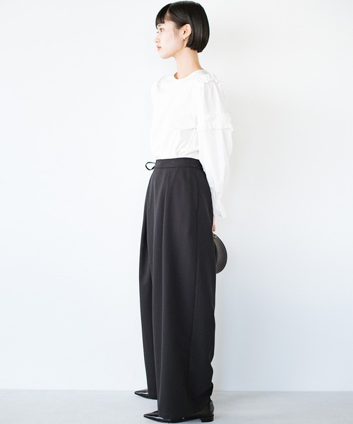 haco!(ハコ)の「すっきりスタイルアップで格上げしてくれる!ラップ風ワイドめ美脚パンツ(その他パンツ・レディース・ブラック/グレー・SMALL/MEDIUM/LARGE/X-LARGE)」の15枚目の写真