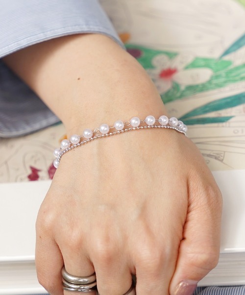 ROOPTOKYO（ループトウキョウ）の「ダブルチェーン パールブレスレット（ブレスレット・レディース・シルバー/ゴールド・ONE SIZE）」の2枚目の写真