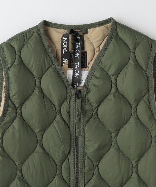 TAION＞ミリタリー Vネック ダブルジップ ダウンベスト（ダウンベスト