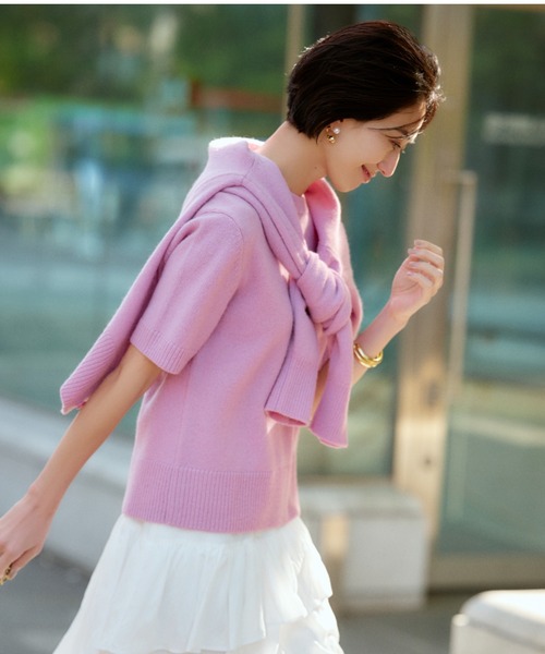 AURALEE 半袖ニット ピンク サイズ1 セール】RANAN/solleim別注【U.S.POLO ASSN.】ワンポイント半袖