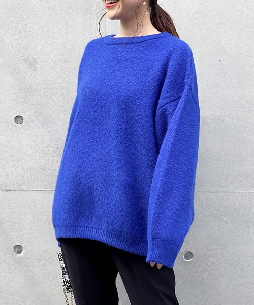 PICCIN（ピッチン）の「クルーネックオーバーサイズニット（ニット/セーター・レディース・チャコールグレー/ピンク/ブルー/イエロー/オフホワイト・M）」の3枚目の写真