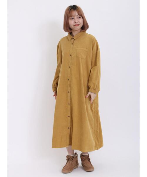 Samansa Mos2（サマンサ モスモス）の「コーディロイシャツワンピース（ワンピース・レディース・モカ/ピンク/グリーン/イエロー/ベージュ・F）」の7枚目の写真