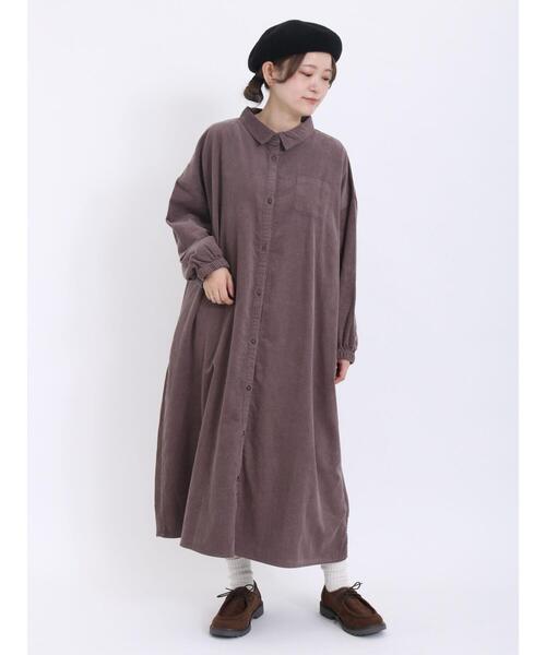 Samansa Mos2（サマンサ モスモス）の「コーディロイシャツワンピース（ワンピース・レディース・モカ/ピンク/グリーン/イエロー/ベージュ・F）」の10枚目の写真