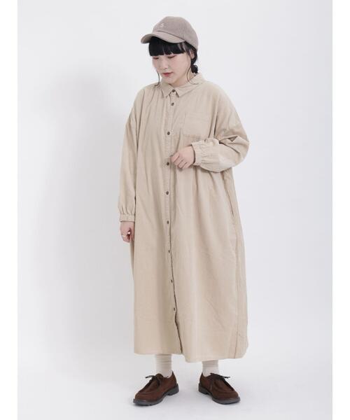 Samansa Mos2（サマンサ モスモス）の「コーディロイシャツワンピース（ワンピース・レディース・モカ/ピンク/グリーン/イエロー/ベージュ・F）」の13枚目の写真