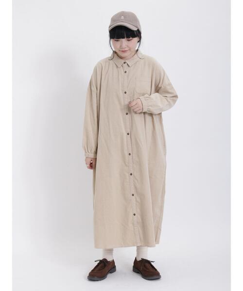 Samansa Mos2（サマンサ モスモス）の「コーディロイシャツワンピース（ワンピース・レディース・モカ/ピンク/グリーン/イエロー/ベージュ・F）」の14枚目の写真