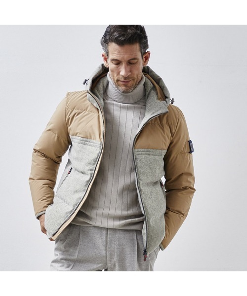 タートルネックニットワイドリブ編み