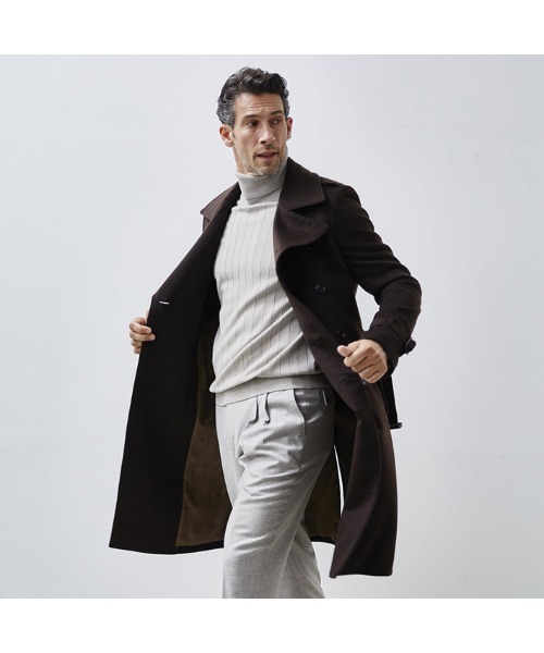 タートルネックニットワイドリブ編み