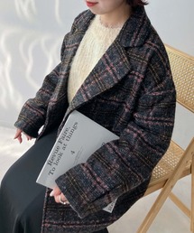 AS KNOW AS plus | ☆ブークレチェックミドルコート(ピーコート)