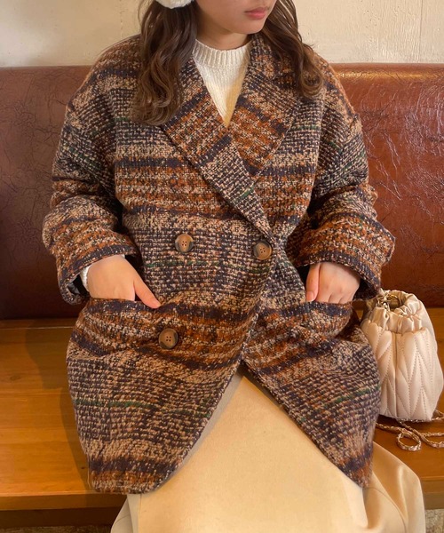 セール】☆ブークレチェックミドルコート（ピーコート）｜AS KNOW AS