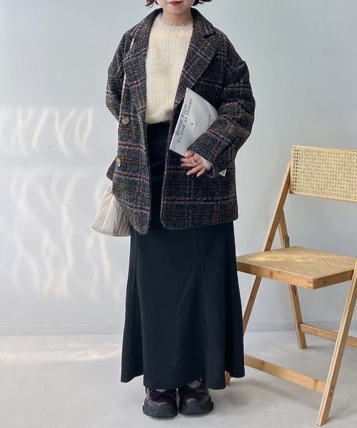 セール】☆ブークレチェックミドルコート（ピーコート）｜AS KNOW AS