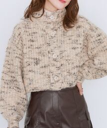前釦ショートカーディガン