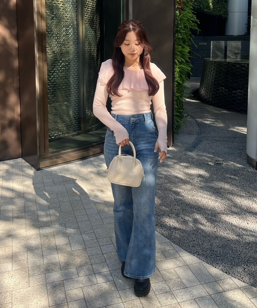 muguet(ミュゲ)の「sailor finger lib knit(ニット/セーター・レディース・アイボリー/ピンク・FREE)」の7枚目の写真