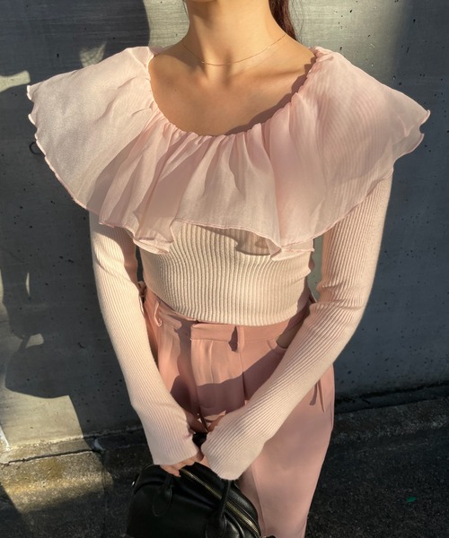 muguet sailor ribbon knit pink