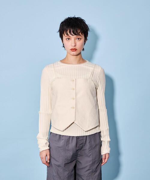 CITEN（シテン）の「＜CITEN＞ボタンフロント ショート キャミソール（キャミソール・レディース・ブラック/ホワイト・FREE）」の10枚目の写真