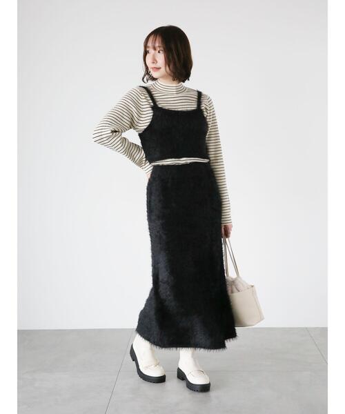 Te chichi TERRASSE（テチチテラス）の「シャギービスチェ(セットアップ可)（ニット/セーター・レディース・ブラック/ベージュ/オフホワイト・F）」の16枚目の写真