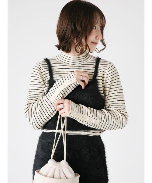 Te chichi TERRASSE（テチチテラス）の「シャギービスチェ(セットアップ可)（ニット/セーター・レディース・ブラック/ベージュ/オフホワイト・F）」の17枚目の写真