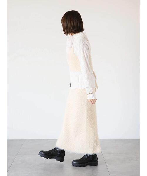 Te chichi TERRASSE（テチチテラス）の「シャギービスチェ(セットアップ可)（ニット/セーター・レディース・ブラック/ベージュ/オフホワイト・F）」の20枚目の写真