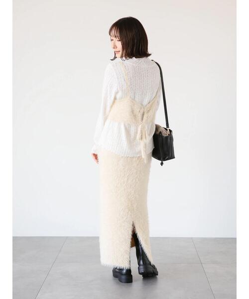 Te chichi TERRASSE（テチチテラス）の「シャギービスチェ(セットアップ可)（ニット/セーター・レディース・ブラック/ベージュ/オフホワイト・F）」の21枚目の写真