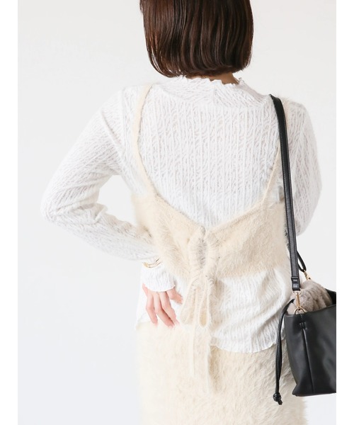 Te chichi TERRASSE（テチチテラス）の「シャギービスチェ(セットアップ可)（ニット/セーター・レディース・ブラック/ベージュ/オフホワイト・F）」の2枚目の写真