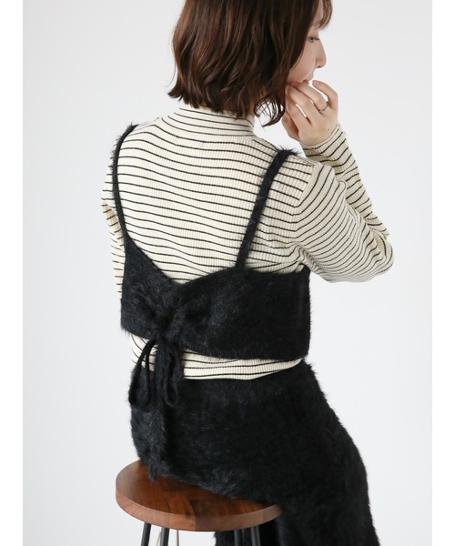 Te chichi TERRASSE（テチチテラス）の「シャギービスチェ(セットアップ可)（ニット/セーター・レディース・ブラック/ベージュ/オフホワイト・F）」の3枚目の写真