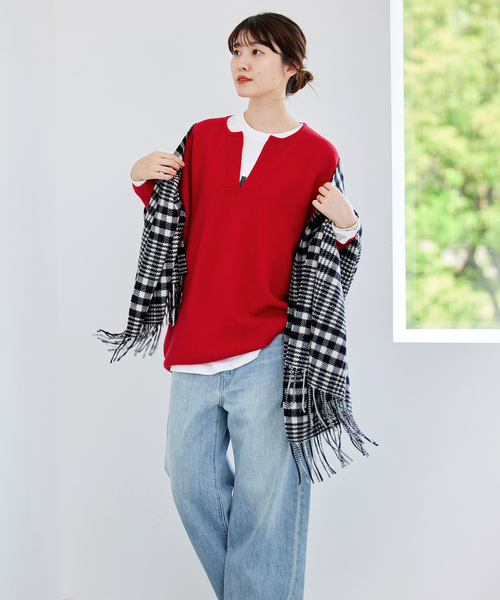 JOURNAL STANDARD（ジャーナルスタンダード）の「《追加3》MUSIC カフタンプルオーバー（ニット/セーター・レディース・レッド/ブラック/ホワイト系その他/チャコールグレー・FREE）」の15枚目の写真
