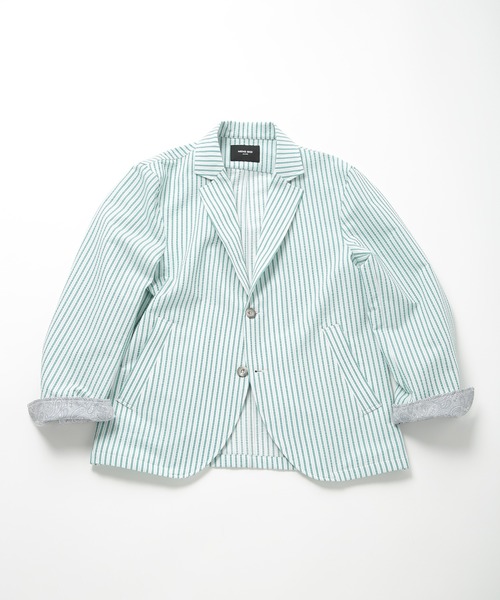 MEN'S BIGI(メンズビギ)の「【COOL MAX】サッカーストライプテーラードジャケット(テーラードジャケット・メンズ・ネイビー/グレー/グリーン・01/04/03/02)」の3枚目の写真