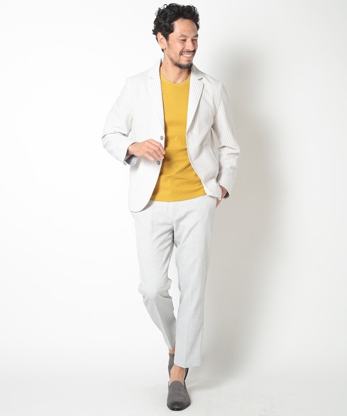 MEN'S BIGI(メンズビギ)の「【COOL MAX】サッカーストライプテーラードジャケット(テーラードジャケット・メンズ・ネイビー/グレー/グリーン・01/04/03/02)」の8枚目の写真