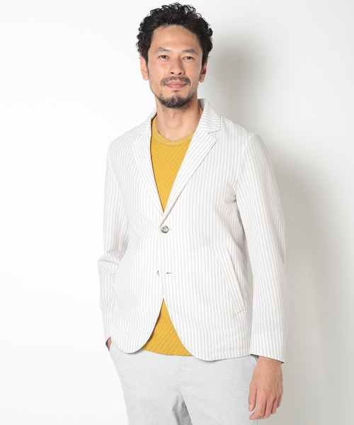 MEN'S BIGI(メンズビギ)の「【COOL MAX】サッカーストライプテーラードジャケット(テーラードジャケット・メンズ・ネイビー/グレー/グリーン・01/04/03/02)」の5枚目の写真