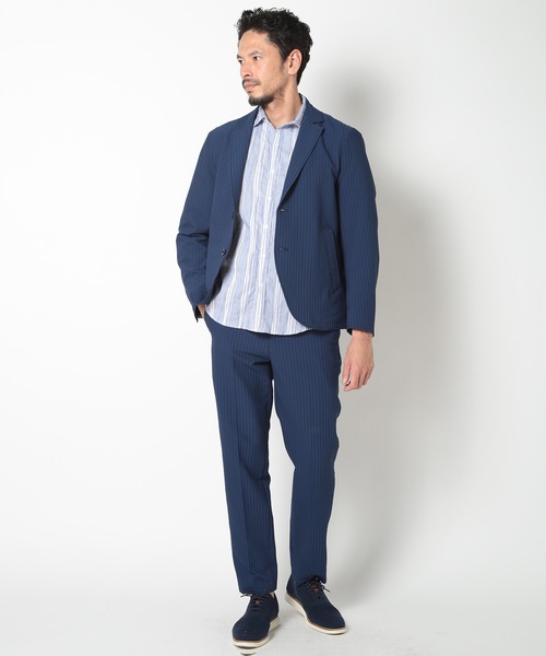 MEN'S BIGI(メンズビギ)の「【COOL MAX】サッカーストライプテーラードジャケット(テーラードジャケット・メンズ・ネイビー/グレー/グリーン・01/04/03/02)」の15枚目の写真