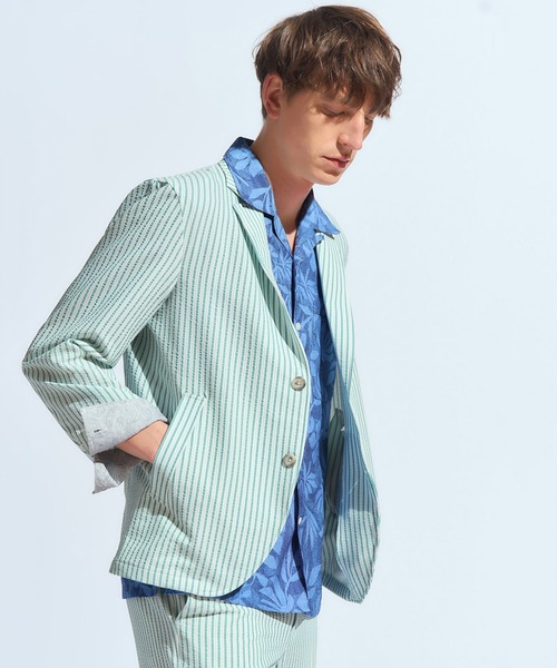 MEN'S BIGI(メンズビギ)の「【COOL MAX】サッカーストライプテーラードジャケット(テーラードジャケット・メンズ・ネイビー/グレー/グリーン・01/04/03/02)」の20枚目の写真