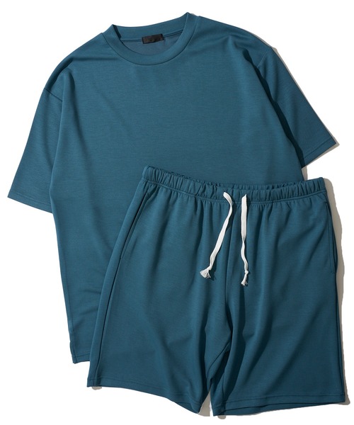 ADPOSION(アドポーション)の「【上下2点セット】冷感ポンチ 半袖Tシャツ&ハーフパンツ ルームウェア(ルームウェア/パジャマ・メンズ・ホワイト×ブラック/ブラック×グレー/グレー/ブルーグレー/ブラック/グリーン/チャコールグレー・X-LARGE/LARGE/MEDIUM)」の7枚目の写真
